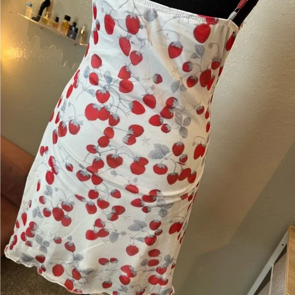 White Cherry Print Tie-Front Midi Dress - Picture 2 of 3